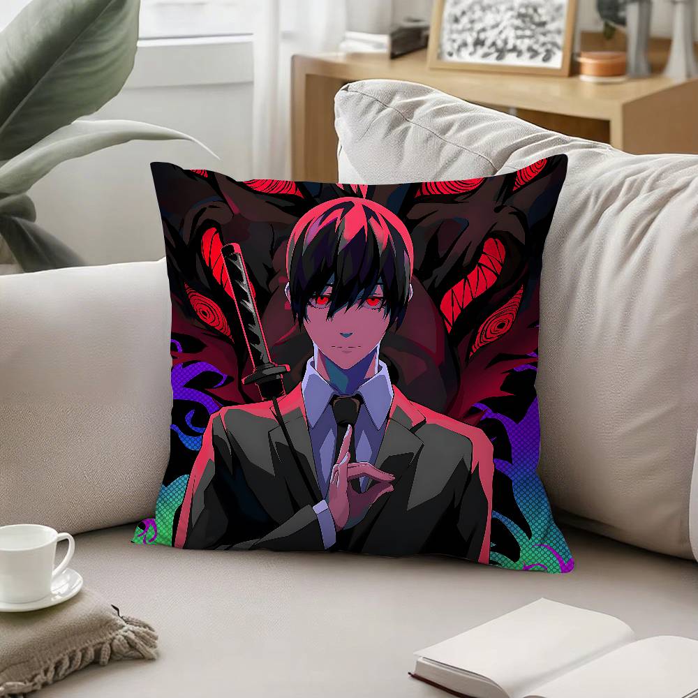 Cute C-Chainsaw-Man Kawaii Pillow Case Cushion Cover Soft Cute Throw Pillow Case For Car Sofa Pillowcase Polyester With Zipper