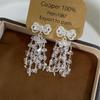 Exquisite French Zircon Bow Tassel Earrings - Light Luxury, Fashionable, Versatile Design.