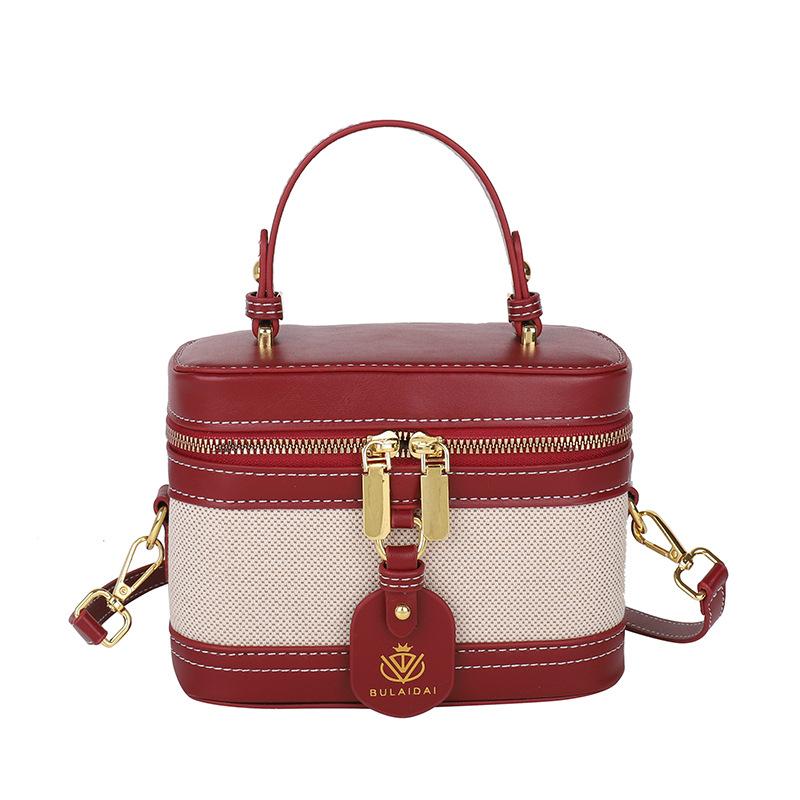 Premium Handbag Bag Women's New Fashion Contrasting Color Splicing Box Bag Casual Simple Small Square Bag