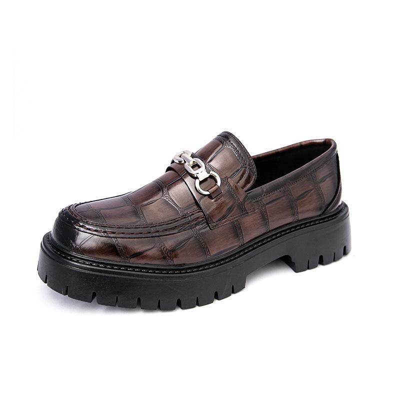 

Large size new four-season style business leather shoes fashionable platform leather shoes small man 46 коричневий