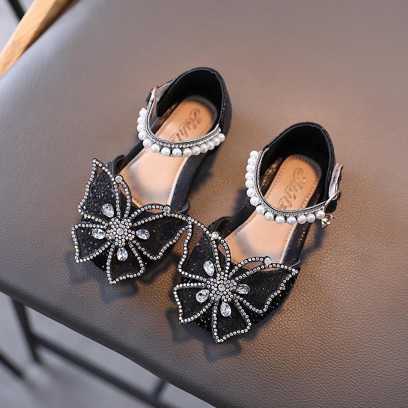 Neueste Sommer Mädchen Sandalen Mode Pailletten Strass Schleife Mädchen Prinzessin Schuhe Baby Mädchen Schuhe Flache Ferse Sandalen Größe 21-35