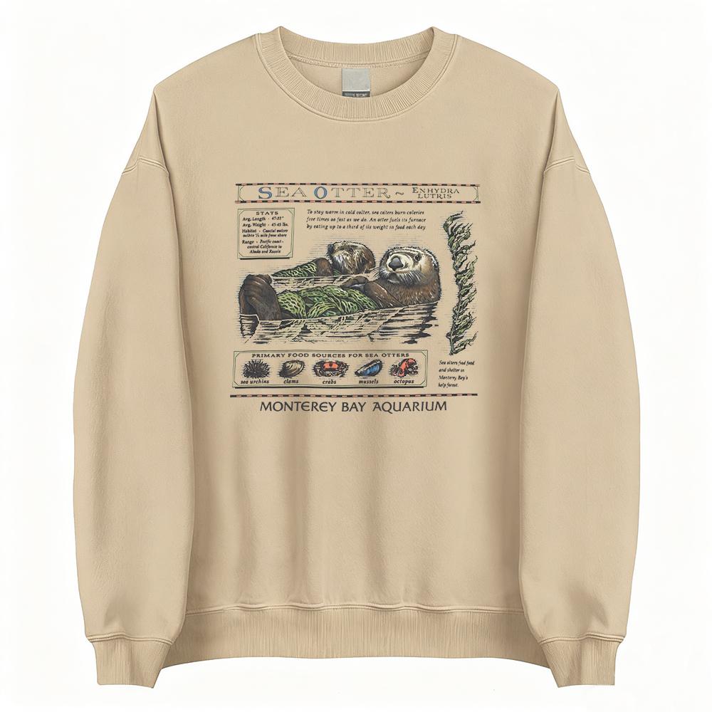 

Sea Otter Monterey Bay Aquarium Sweatshirt Long Sleeve Female Winter Pullovers Crewneck Women Men Casual Clothing Streetwear M