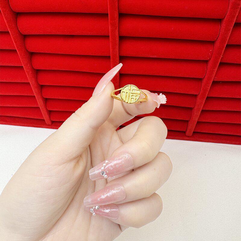 Exquisite Sand Gold Open Ring for Women: High-End Niche Design, Light Luxury Style, Long-Lasting Color, Imitation Gold.