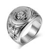 2026 European Soldier Badge Titanium Steel Ring, Marine Corps Personalized Golden Eagle Ring Men