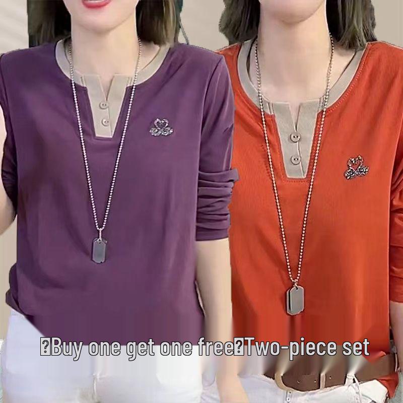 Black Swan V-neck Long-sleeve T-shirt: Slimming, Stylish, and Age-Reducing