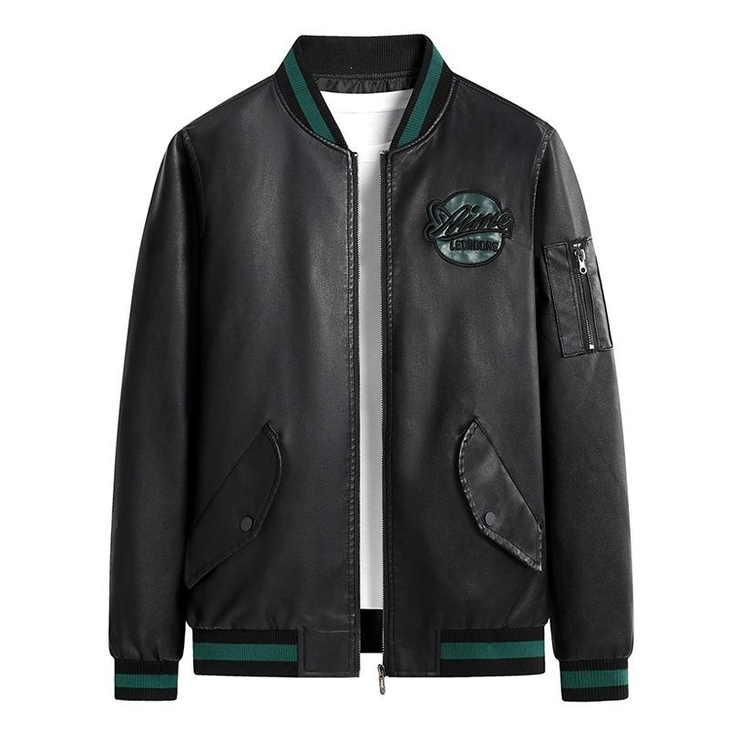 New large size spring and autumn soft leather jacket men's fashion casual stand-up collar slim trend pu leather jacket men