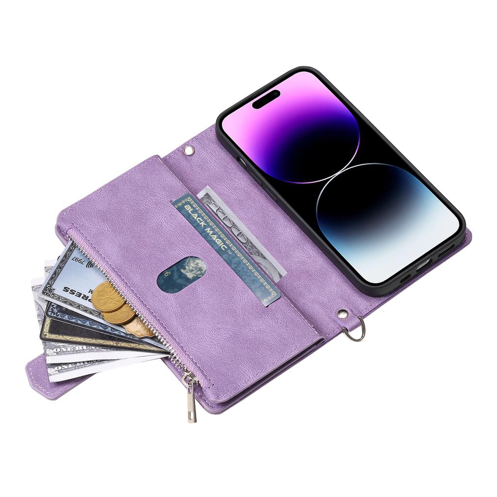 Styl 005 Pouzdro pro iPhone 16 PU kůže Peněženka Kryt na telefon Kosočtvercové prošívání