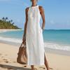 Neck Hanging Lace Splicing Dress Loose Fit Women's Summer Dress Long Skirt  Beach Wear