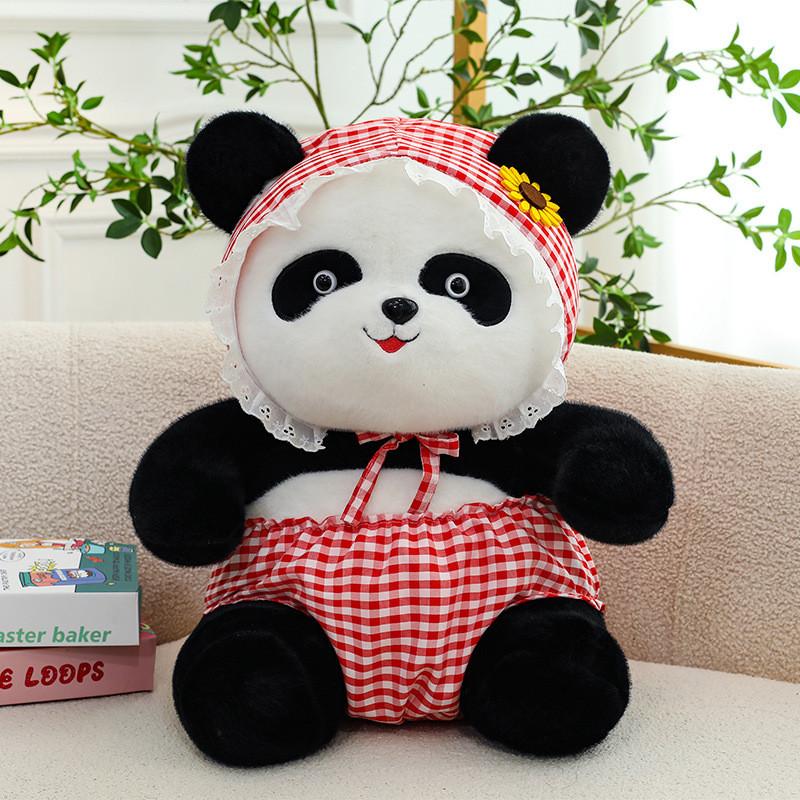 Cap Flowers Panda Plush Toy Cartoon Stuffed Animal Doll Decoration Kids Gift