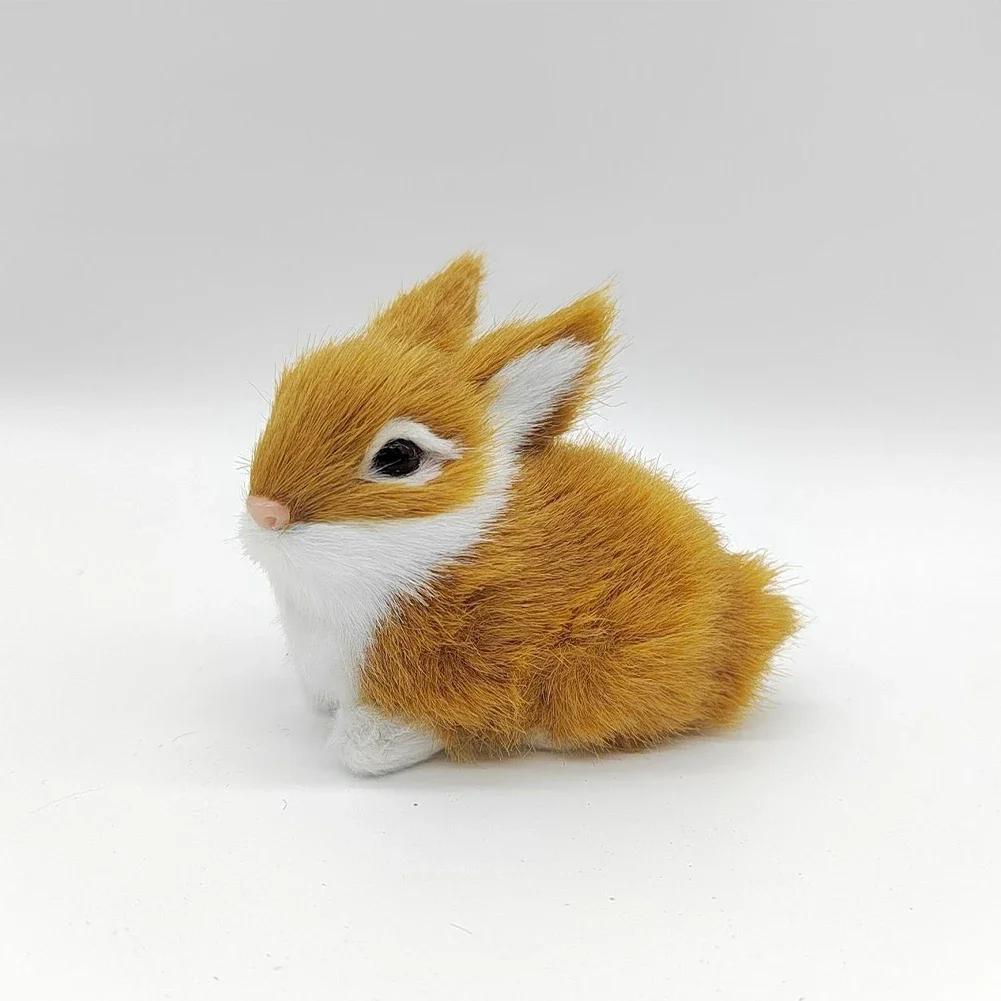 1pcs Mini Simulated Rabbit Animal Model Rabbit Household Decorations Rabbit Fur Crafts Gifts Living Room Decoration