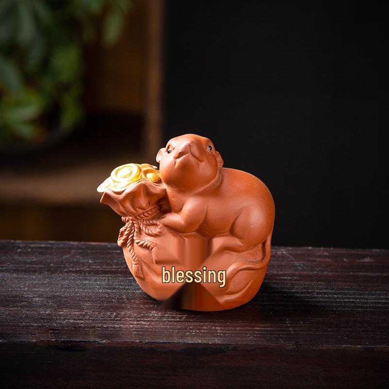 Purple Clay Zodiac Animal Horse Tea Pet Ornament – Cute, Creative Tea Table Dragon Mascot Decoration