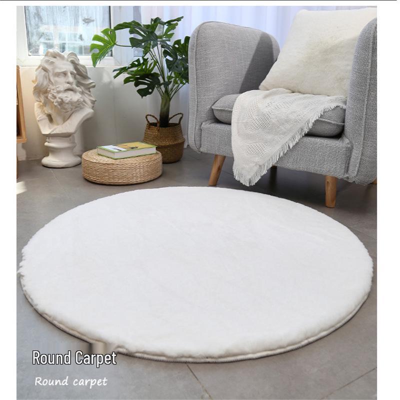 Nordic Faux Rabbit Fur Carpet: Thickened Polyester-Cotton Floor Mat for Living Room, Bedroom, or Hallway