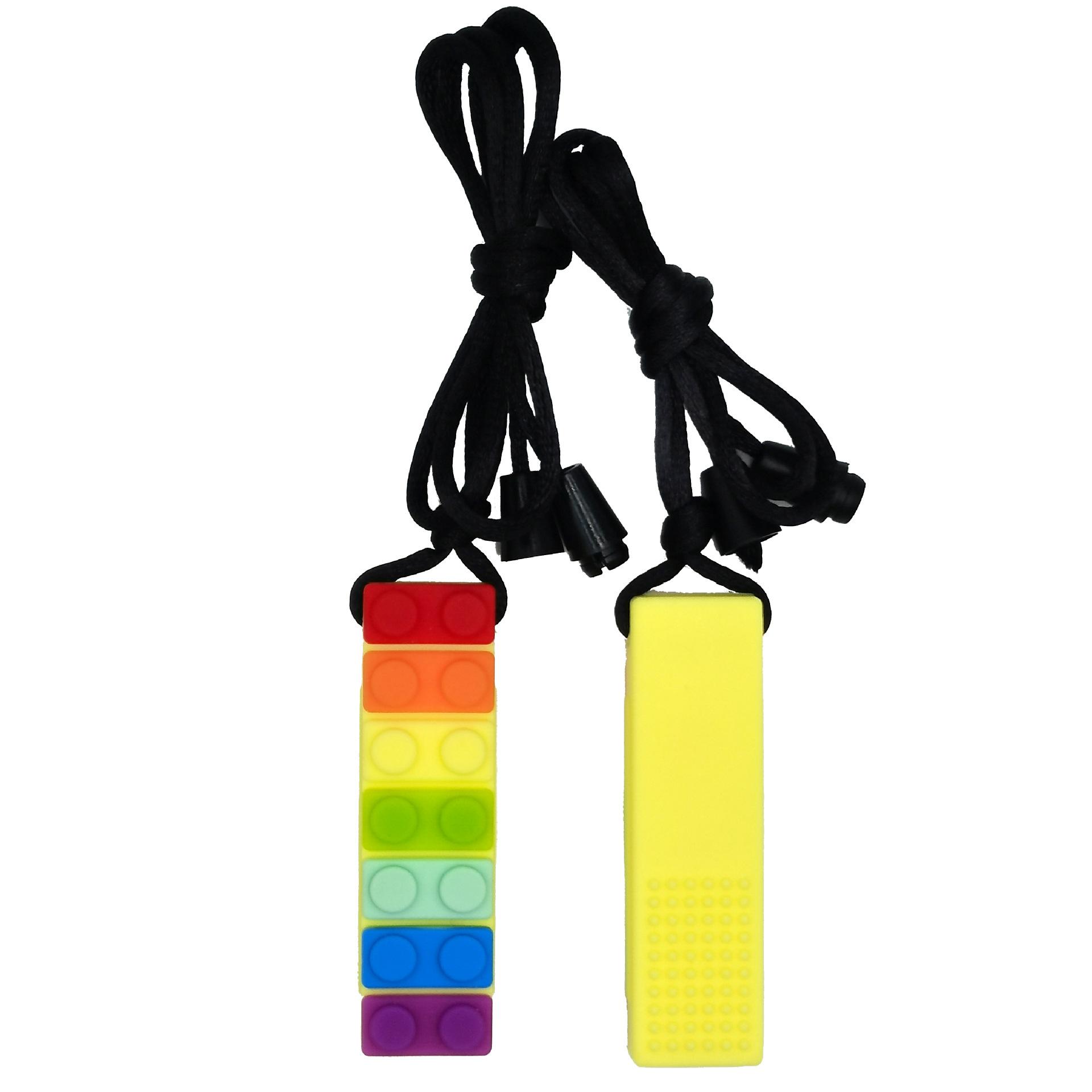 

Сенсорное жевательное ожерелье Brick Chewy Kids, силиконовый карандаш-топпер, игрушка-прорезыватель, силиконовый прорезыватель для маленьких детей с аутизмом 3 PCS