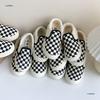 Spring and Autumn Children Pedal Black and White Canvas Shoes, Boys and Girls Soft-soled Breathable Checkerboard Shoes, Baby Shoes