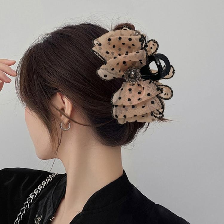 Charm Butterfly Hairpin Polkas Dots Meshes Hair Clip Multipurpose Hair Clamp for Women and Girls