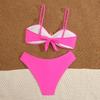 Sexy Metal Starfish Ornament Bikini Women Hot Pink Pleate Push Up High Waist Swimwear Beach Bathing Suit Holiday Swimsuit