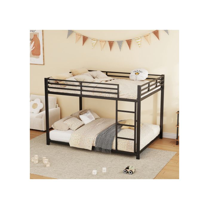 Lit superposé - MUVOE - 140x200 cm - Métal Noir - 2 places - Montage facile