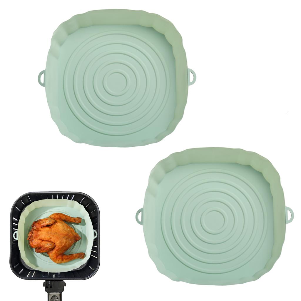 2 stücke Air Friteuse Silikon Korb Silikon Form Airfryer Ofen Backblech Pizza Gebraten Huhn Korb Wiederverwendbare Pan Liner Zubehör