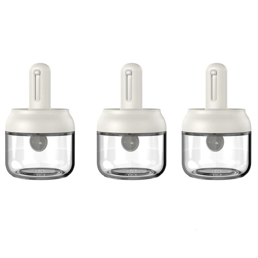 1/3 Stück Glas Gewürzflasche mit Teleskop Löffel Haushalt Küche Salz Aufbewahrungsbox Auslaufsicher und Feuchtigkeitsdicht