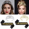 2025 Rhinestones Queen Styles Crown and Sash Happy Graduation Shoulder Strap for Graduation and Costume Parties