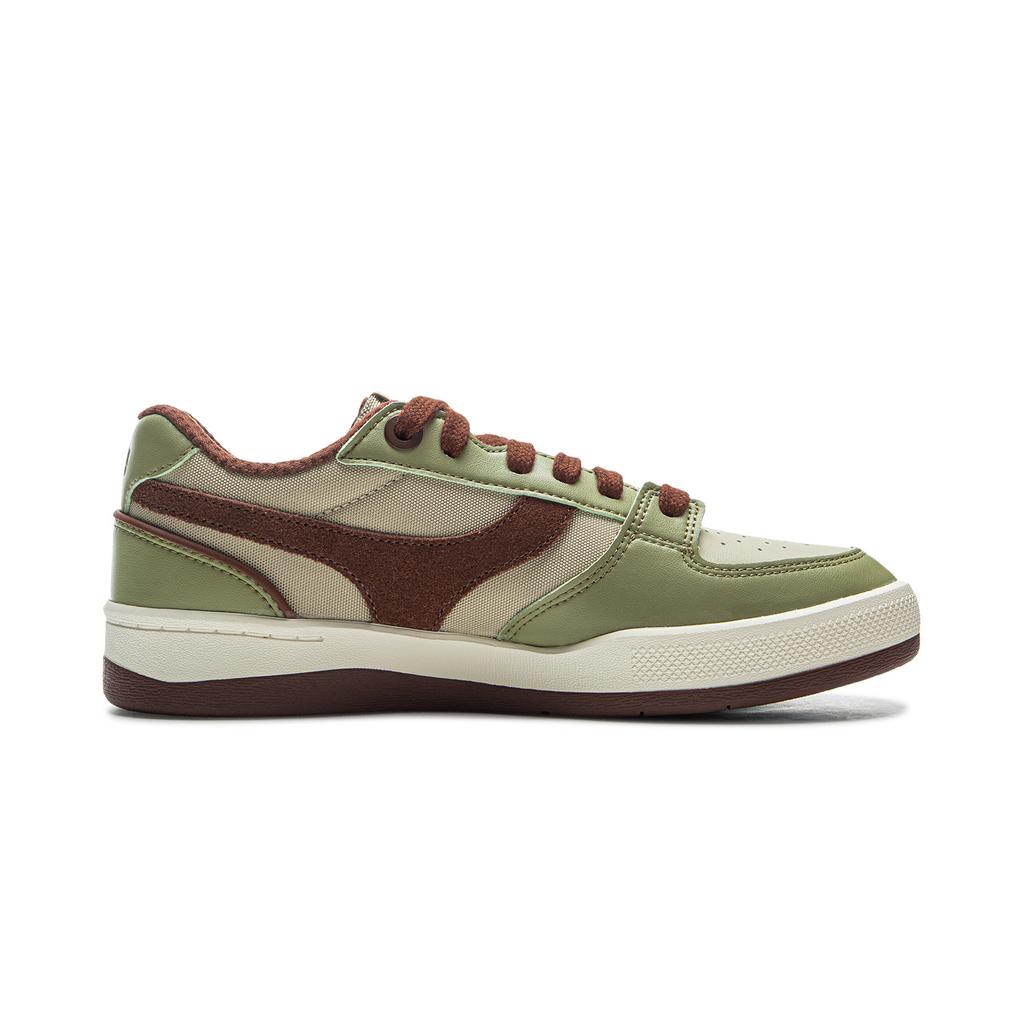 LiNing Comfortable Versatile Zhenrong 92S Non-Slip Shock Absorbing Low-Top Skate Shoes Men Sneakers Green Brown AEPU037-1