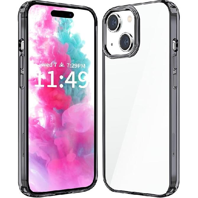 JJGoo Compatiable with iPhone 15 Plus Case Clear, Transparent Shockproof Phone Case, Slim Anti-Scratch Hard PC Back Protective Cover Bumper, Gradient