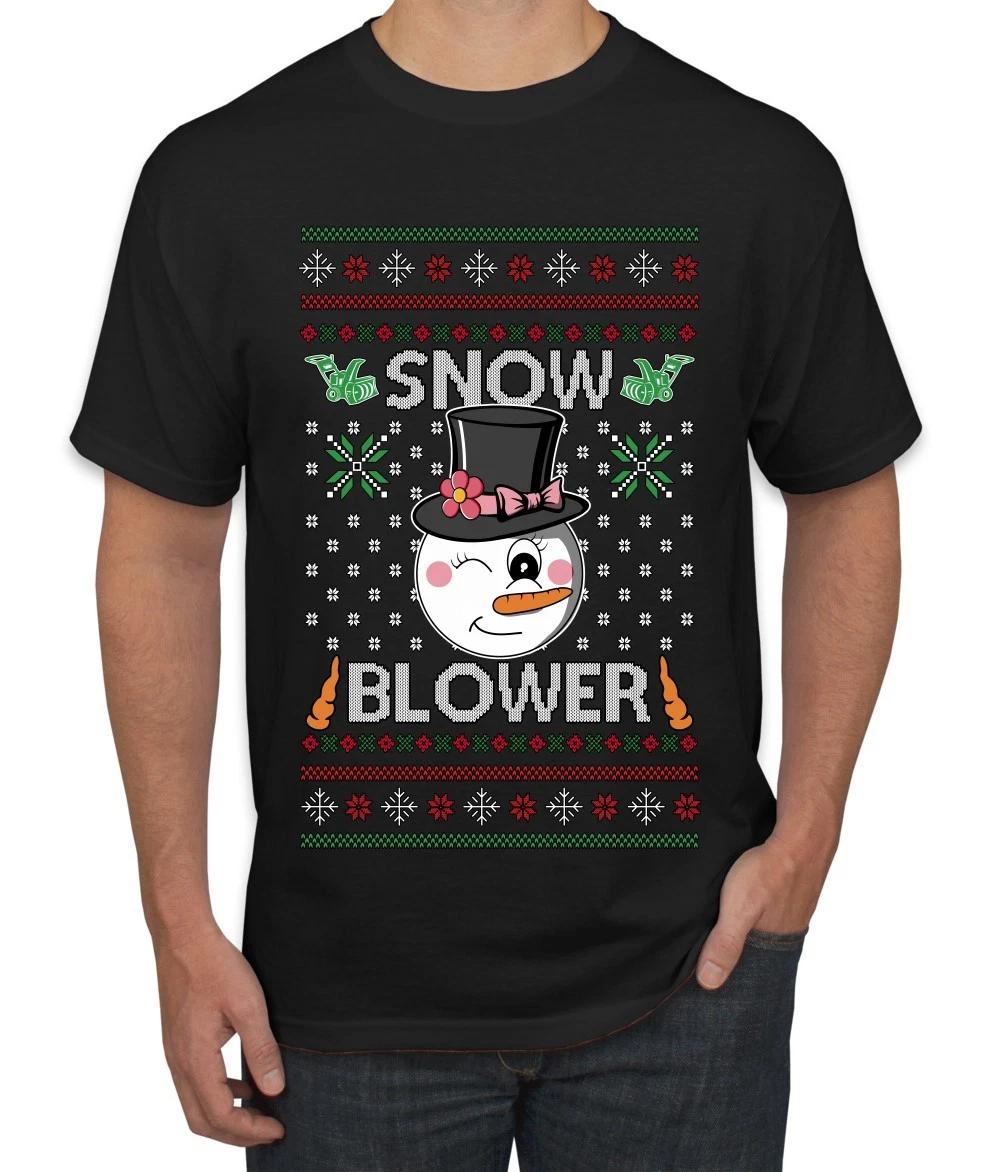 Snow Blower Couples Matching Ugly Christmas Men s T- Shirt M