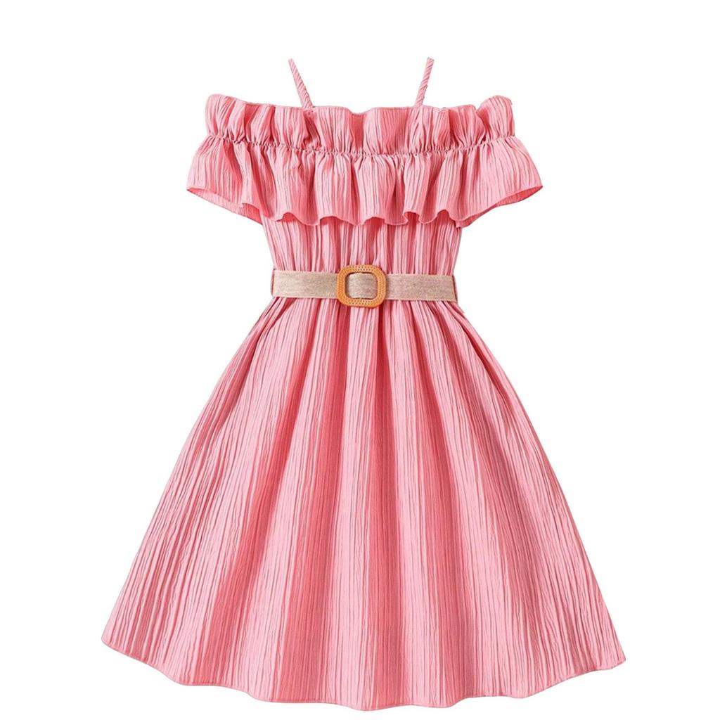 Summer Girls Skirt One-shoulder Patchwork Lace Princess-style Dress