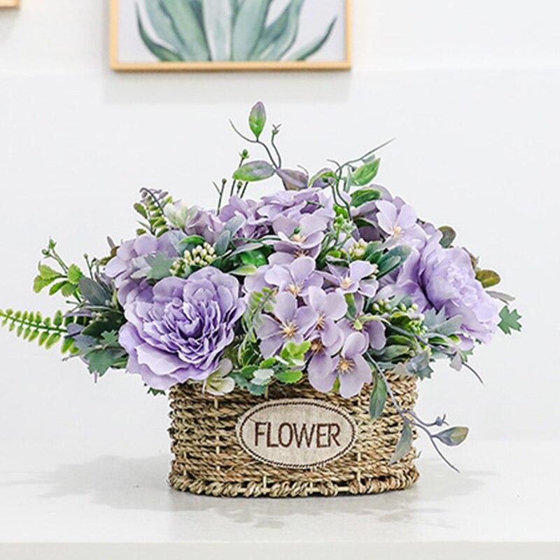 Pivoine artificielle fleurs en soie bricolage Rose Bouquet camélia en plastique fausses fleurs décoration de mariage à la maison