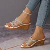 Fashion 2025 Summer Open Toe Women's Slippers Fashion Crystal New Outdoor Plus Size Best Seller Comfortable Wedge Slippers Zapatos Mujer