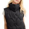 Coach Solid Color Stand Collar Zipper Short Sleeveless Vest Women vests Black CV305-BLK