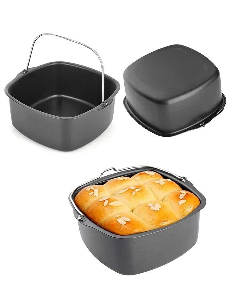 7 Inch 8 Inch Fryer Accessories Nonstick Baking Pan Square Cake Bucket Cake Baking Pan Basket Air Fryer Accessories