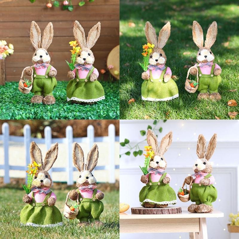 Artificial Straw Easters Rabbit Holiday Wedding Indoor Outdoor Festival Supplies Decorations Rabbit Doll Animal Model