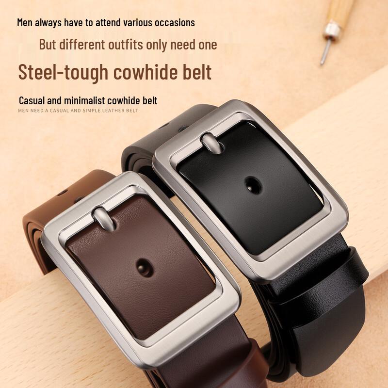 

Niudangjia Men s Genuine Leather Casual Pin Buckle Belt 110cm