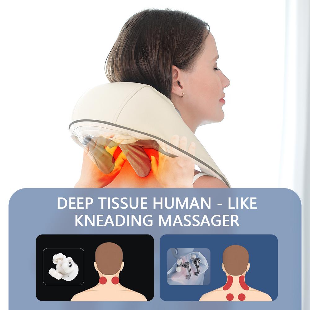 Foreverlily 26W Brushless Motor Neck And Shoulder Massager Wireless Shoulder And Back Kneading Massage Shawl Neck Masajeador
