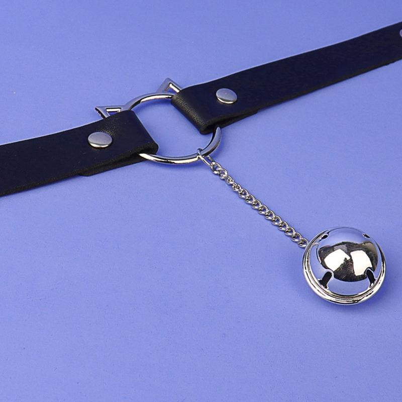 Sexy Gothic Punk Harajuku Halloween Chain Choker Collar Necklace for Women Adjustable Leather for Cat for Head Chocker N