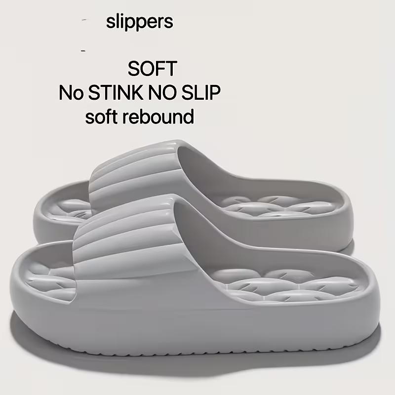 Unisex Solid Color Open-Toe Breathable Thick-Bottom Slippers, Comfortable Anti-Slip Durable Odor-Resistant EVA Slippers, Unisex Indoor Shoes