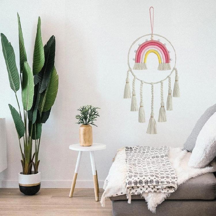 Dormitory Wall Window Handwoven Tassels Sky Rainbow Supplies for Home Office