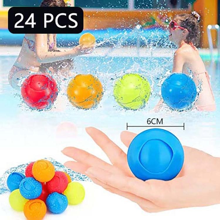

24Pcs Reusable Water Bombs Quick Fill Water Balloons Splash Soaker Water Fight Toy for Pool Party Type C