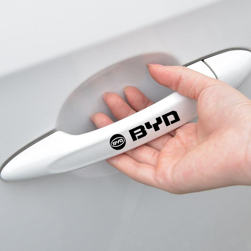 4Pcs Car Door Handle 3D Stickers Tire Rear View Mirror Decals Decoration For BYD F3 E6 Yuan Plus Atto F0 G3 I3 Ea1 Song Max Tang