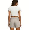 Women's Soft Cotton Linen Shorts Pockets Soft  Button Closure No Zipper Slim Fit Shorts