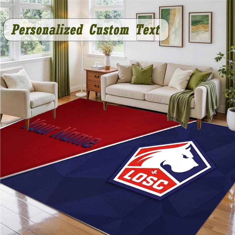 Crystal Velvet Square Rug Custom NameLOSC Lille FC Pattern Non Slip Home Floor Decor Rug