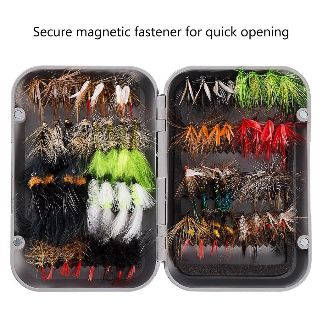 Bassdash Fly Set, Fishing, Waterproof Case, Set of 64, For