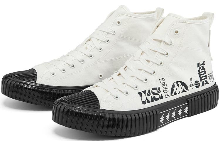 Men's Sneakers Kappa Abrasion Resistant Coverage Breathable High top Canvas Shoes Unisex Dark Gray