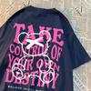 Take Control Of Your Own Destiny Pink Bear Clothes Men Vintage Oversized Casual Wears Couple Sweat Tshirts Summer Cotton T Shirt