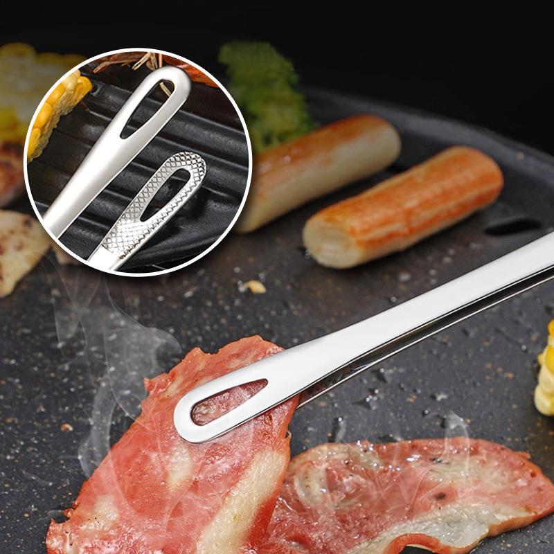 304 Stainless Steel Barbecue Food Tongs Long Handle Non-Slip Hollow Meat Salad Clip Kitchen Accessories