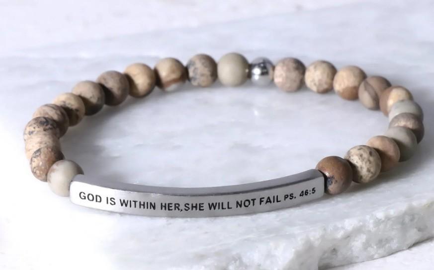 6Mm steel ball obsidian powder chalcedony stainless steel elbow lettering aquamarine bracelet
