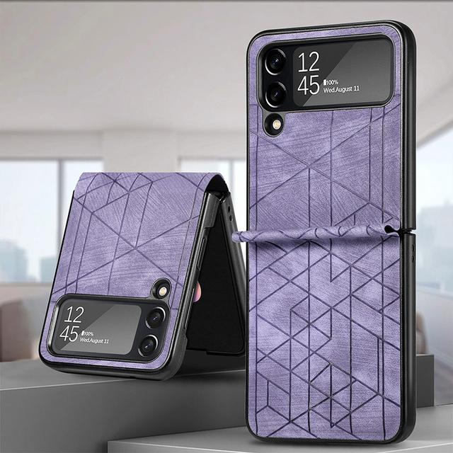 Pro Sumsung Z Flip3 Case Luxusní Splicing Leather Texture Kryt na telefon Samsung Galaxy Z Flip3 Flip3 5g nárazuvzdorný nárazník Coque