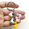 Simple Design Five Mini Yellow Duck Keychain for Women Men Creative Resin Ducks Pendant Cary Keyring Bag Key Chain Jewelry