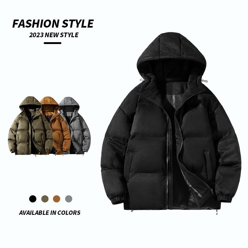 

Men s suede hooded cotton-padded clothes autumn and winter new loose warm bread clothes hooded cotton-padded clothes jacket men 5XL чёрный